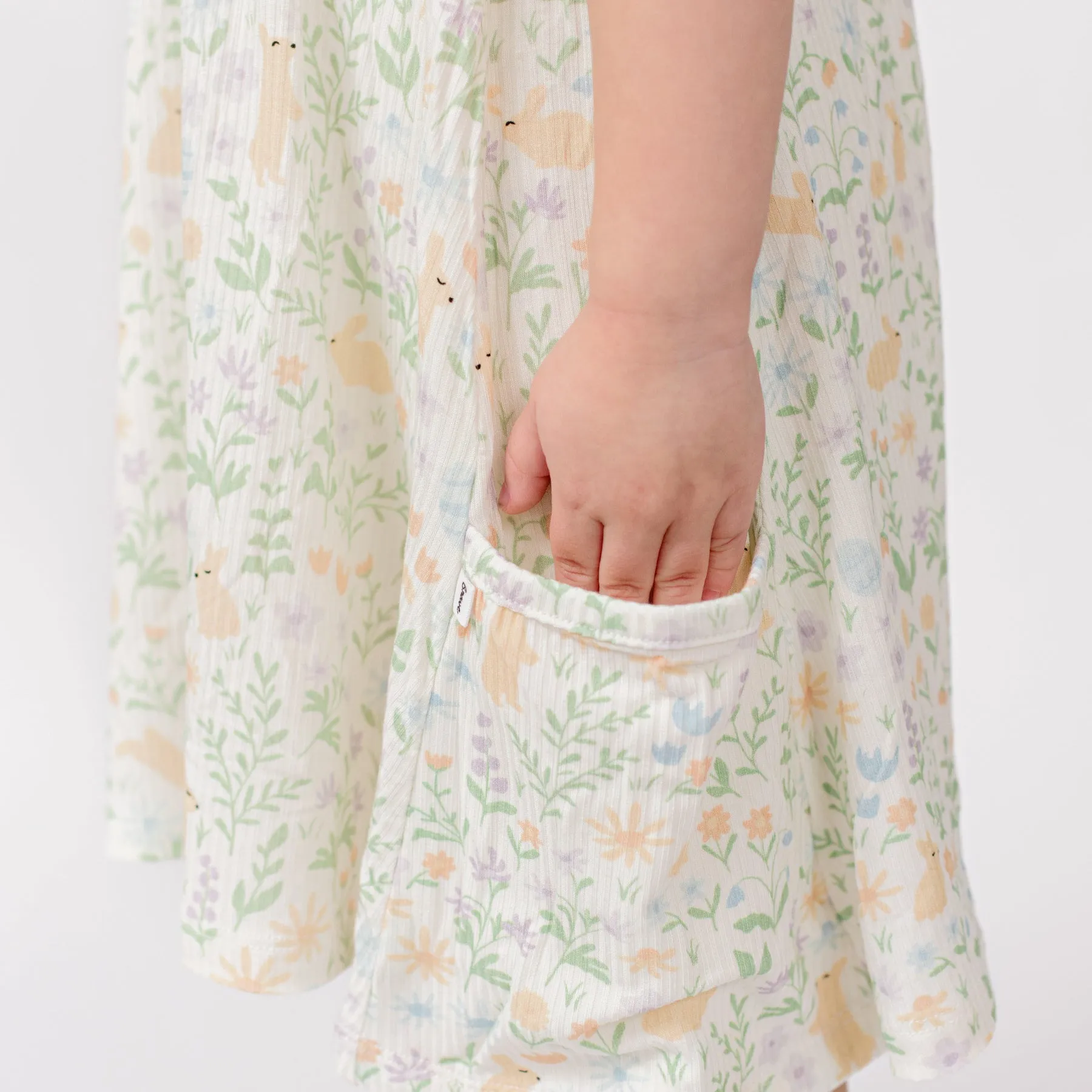 Pastel Bunnies Small Ribbed Pocket Dress