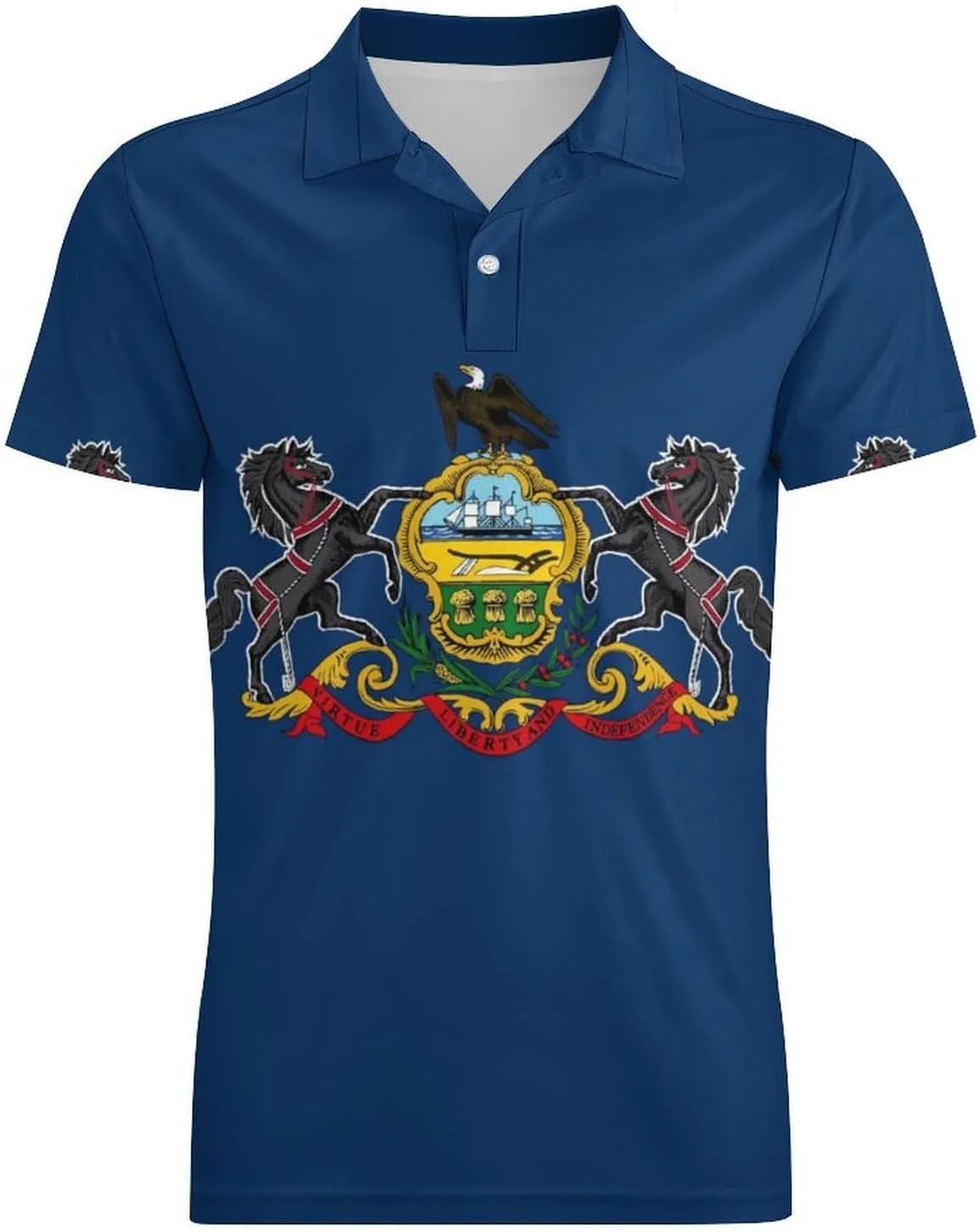 Pennsylvania Flag Men's Polo-Shirt Regular-Fit Short Sleeve Sports Quick Dry Golf Tennis T-Shirt