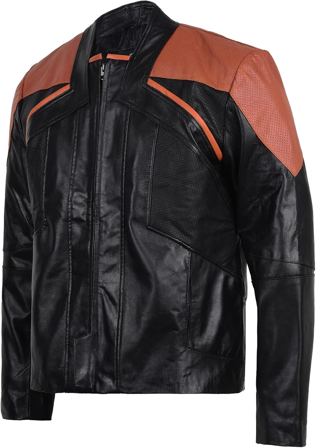 Perforated Leather Jacket Picard Costume Cosplay Men's Edition Sheepskin Leather Jacket
