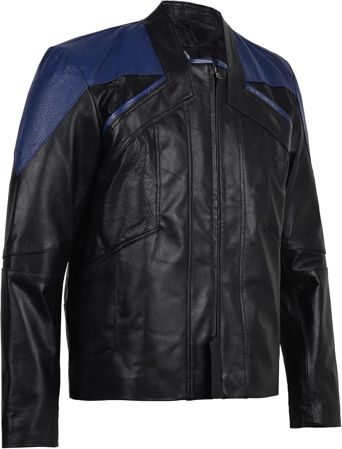 Perforated Leather Jacket Picard Costume Cosplay Men's Edition Sheepskin Leather Jacket