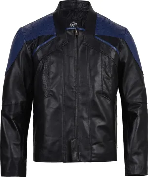 Perforated Leather Jacket Picard Costume Cosplay Men's Edition Sheepskin Leather Jacket