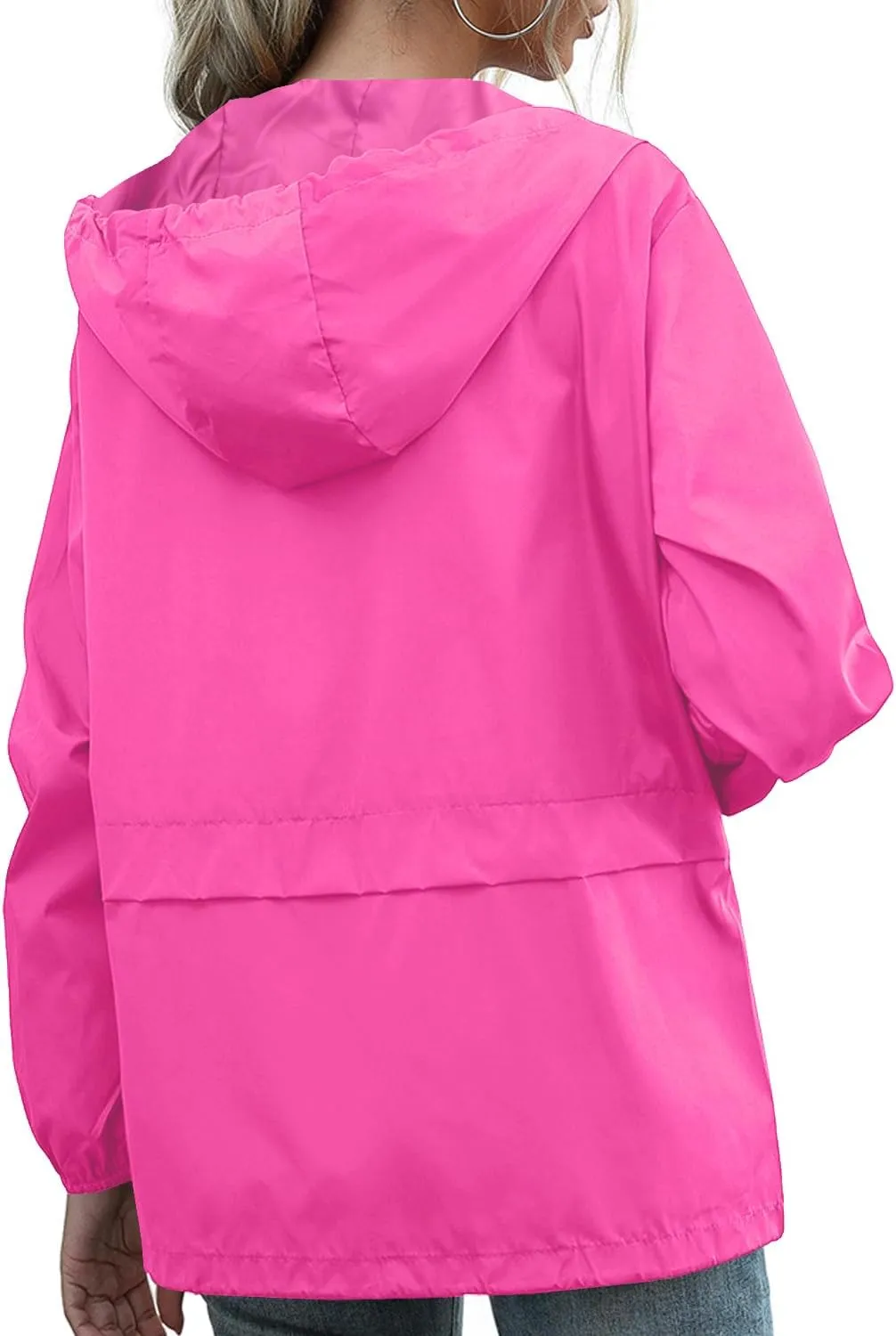 PESION Women's Waterproof Raincoat Lightweight Rain Jacket Hooded Windbreaker with Pocket for Outdoor