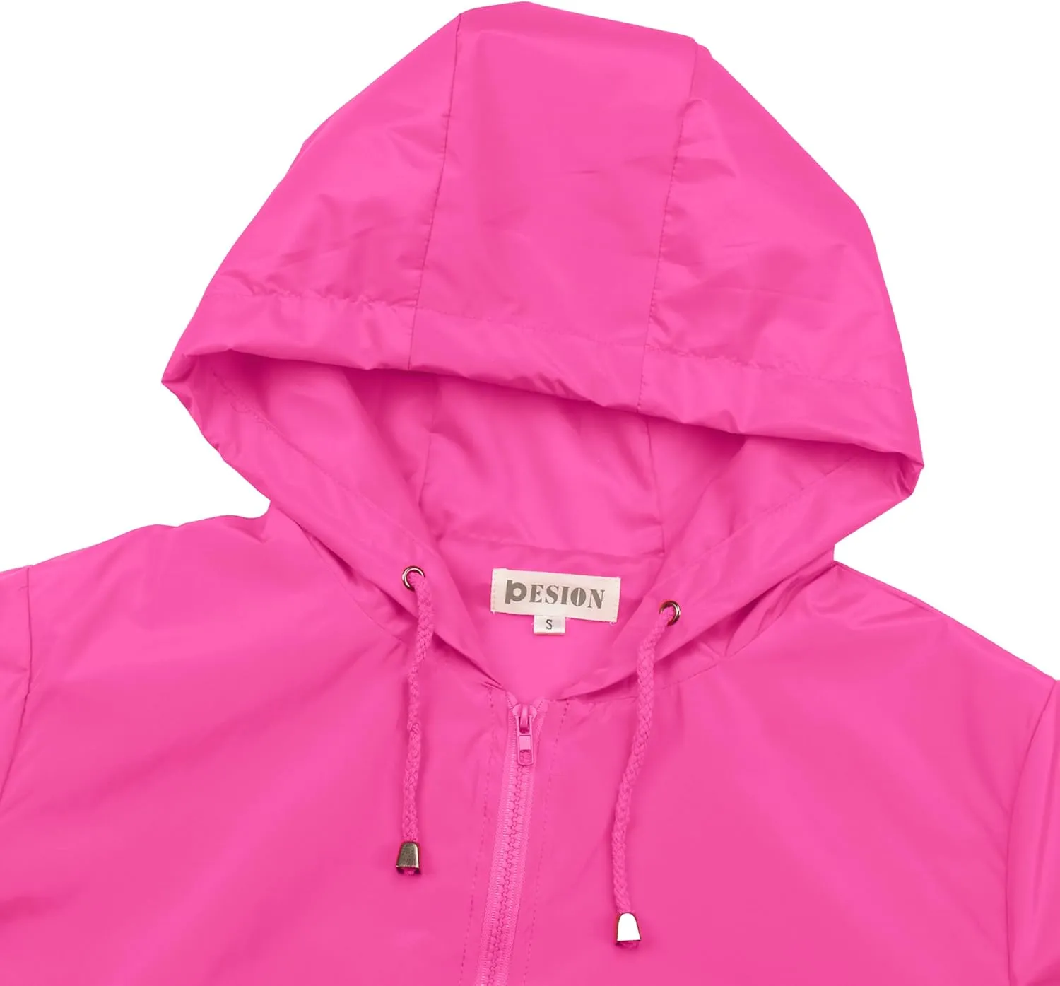 PESION Women's Waterproof Raincoat Lightweight Rain Jacket Hooded Windbreaker with Pocket for Outdoor