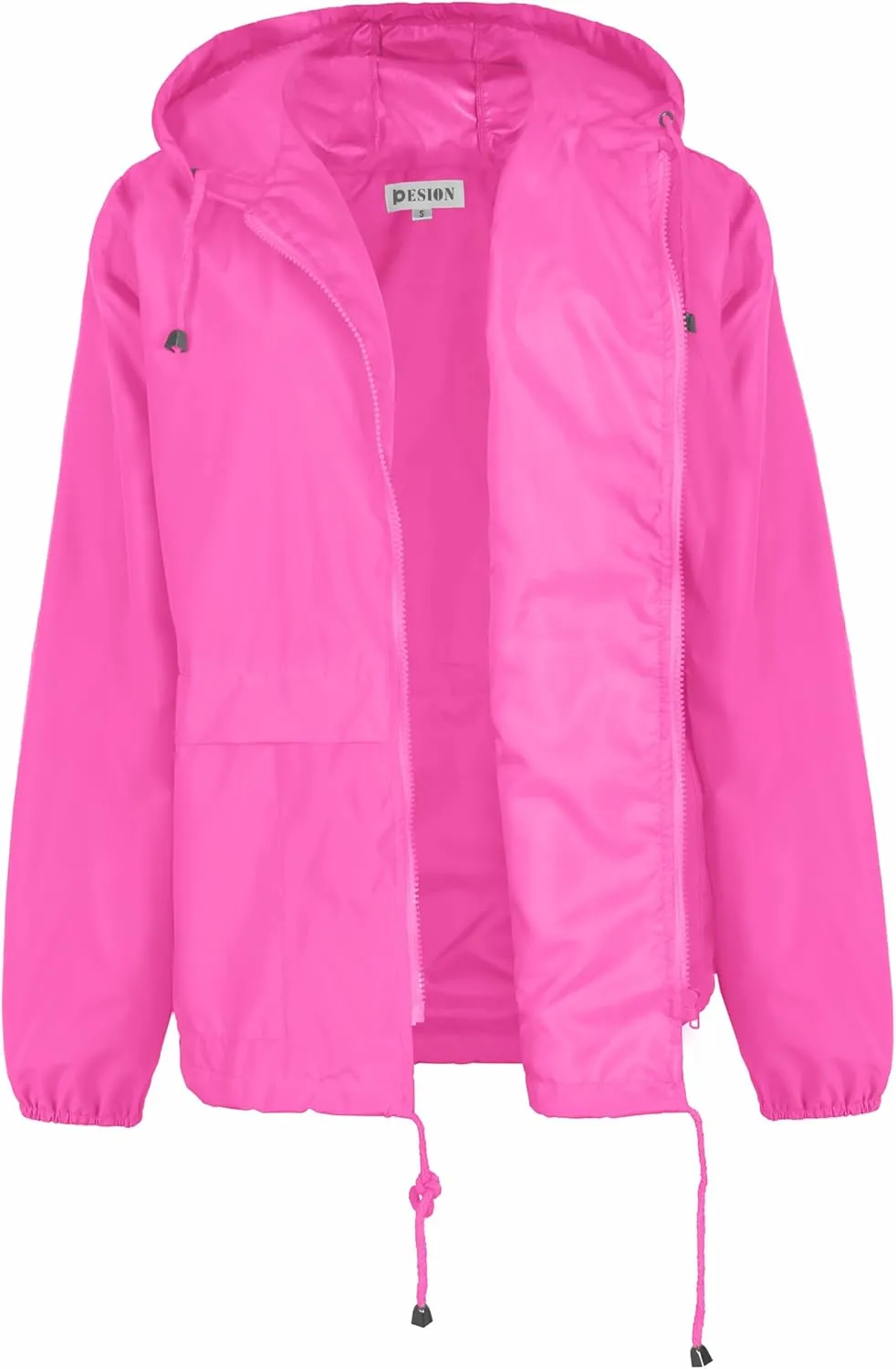 PESION Women's Waterproof Raincoat Lightweight Rain Jacket Hooded Windbreaker with Pocket for Outdoor