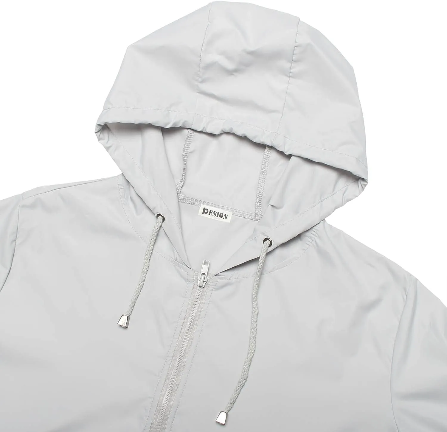 PESION Women's Waterproof Raincoat Lightweight Rain Jacket Hooded Windbreaker with Pocket for Outdoor
