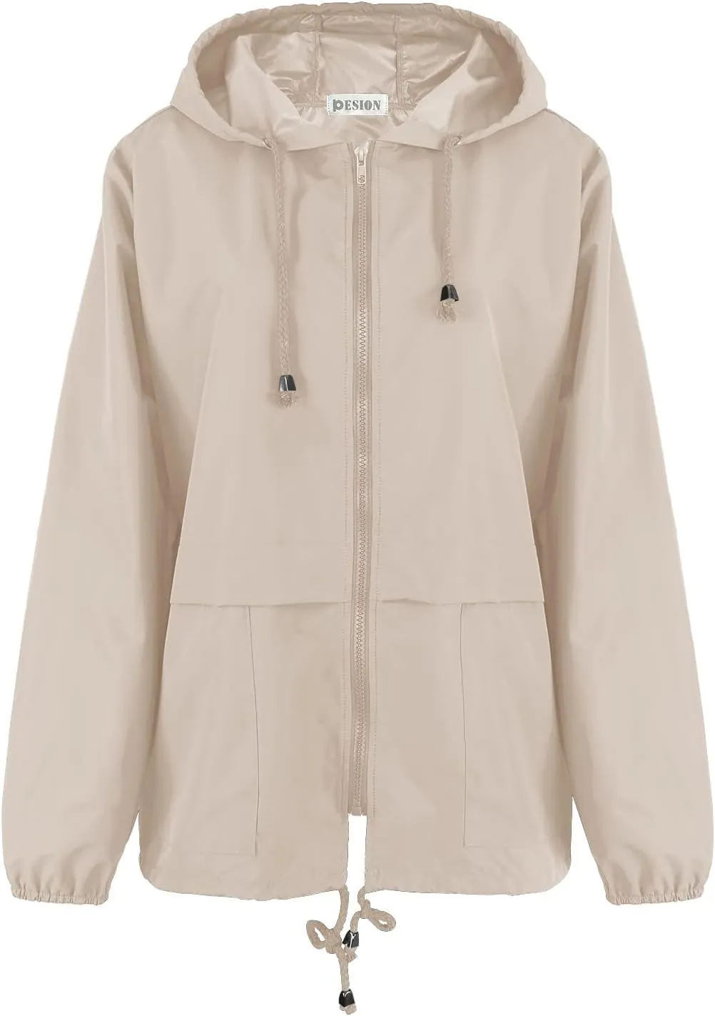 PESION Women's Waterproof Raincoat Lightweight Rain Jacket Hooded Windbreaker with Pocket for Outdoor