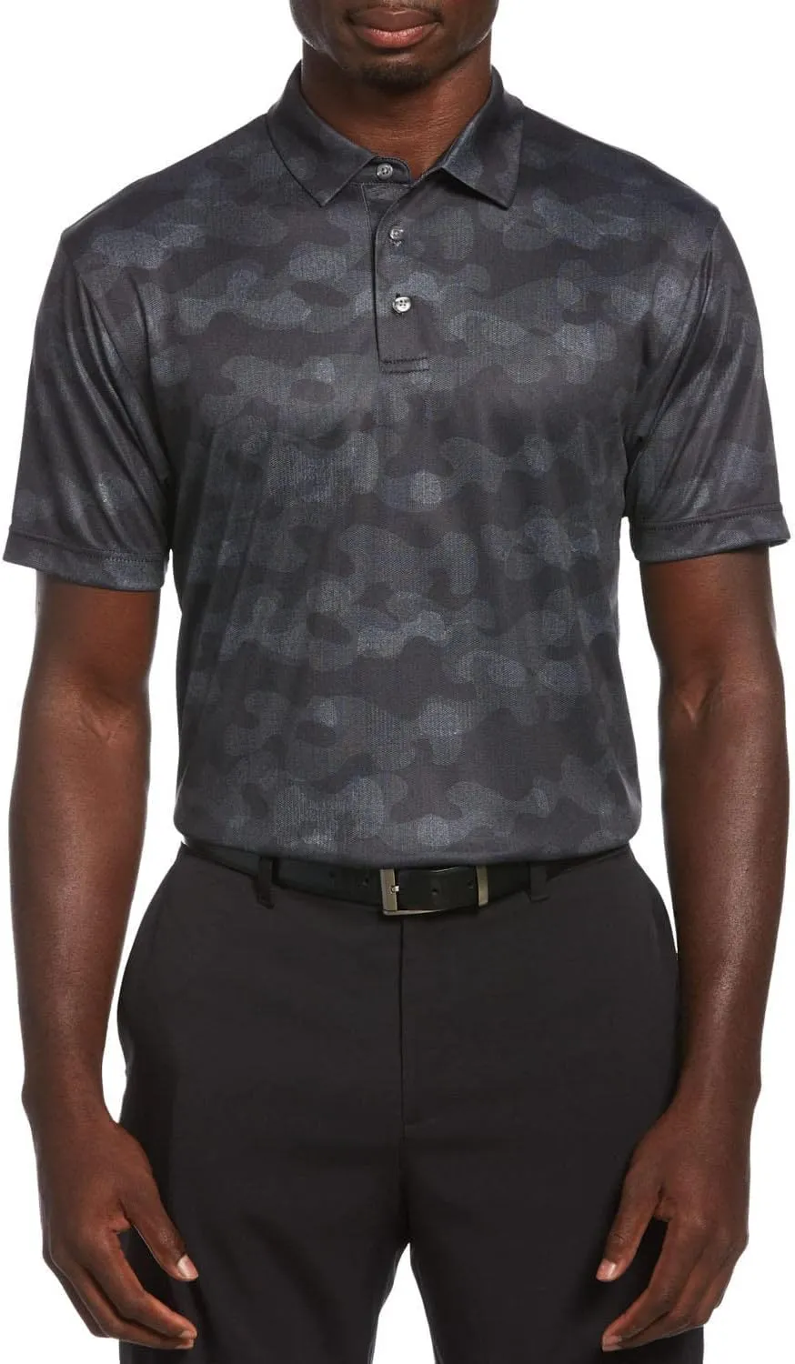PGA TOUR Men's Golf Polo Shirts Short Sleeve Lightweight Performance Moisture Wicking Dry Fit Golf Shirts for Men - Black Medium