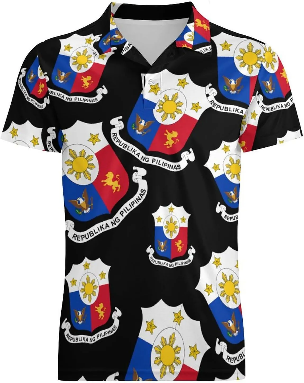 Philippines Filipino National Emblem Men's Polo-Shirt Regular-Fit Short Sleeve Sports Quick Dry Golf Tennis T-Shirt