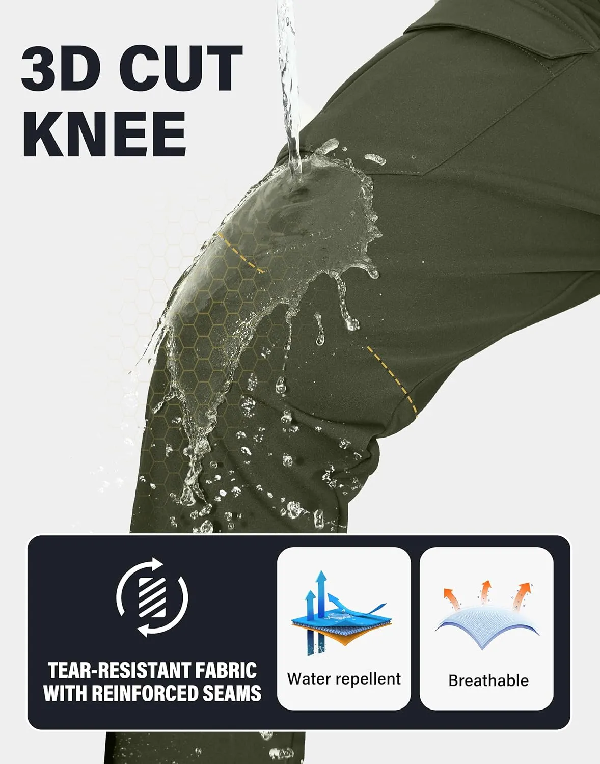 Pioneer Camp Men's Waterproof Cargo Hiking Pants Fleece Lined Outdoor Softshell Snow Ski Insulated Winter Pants for Work
