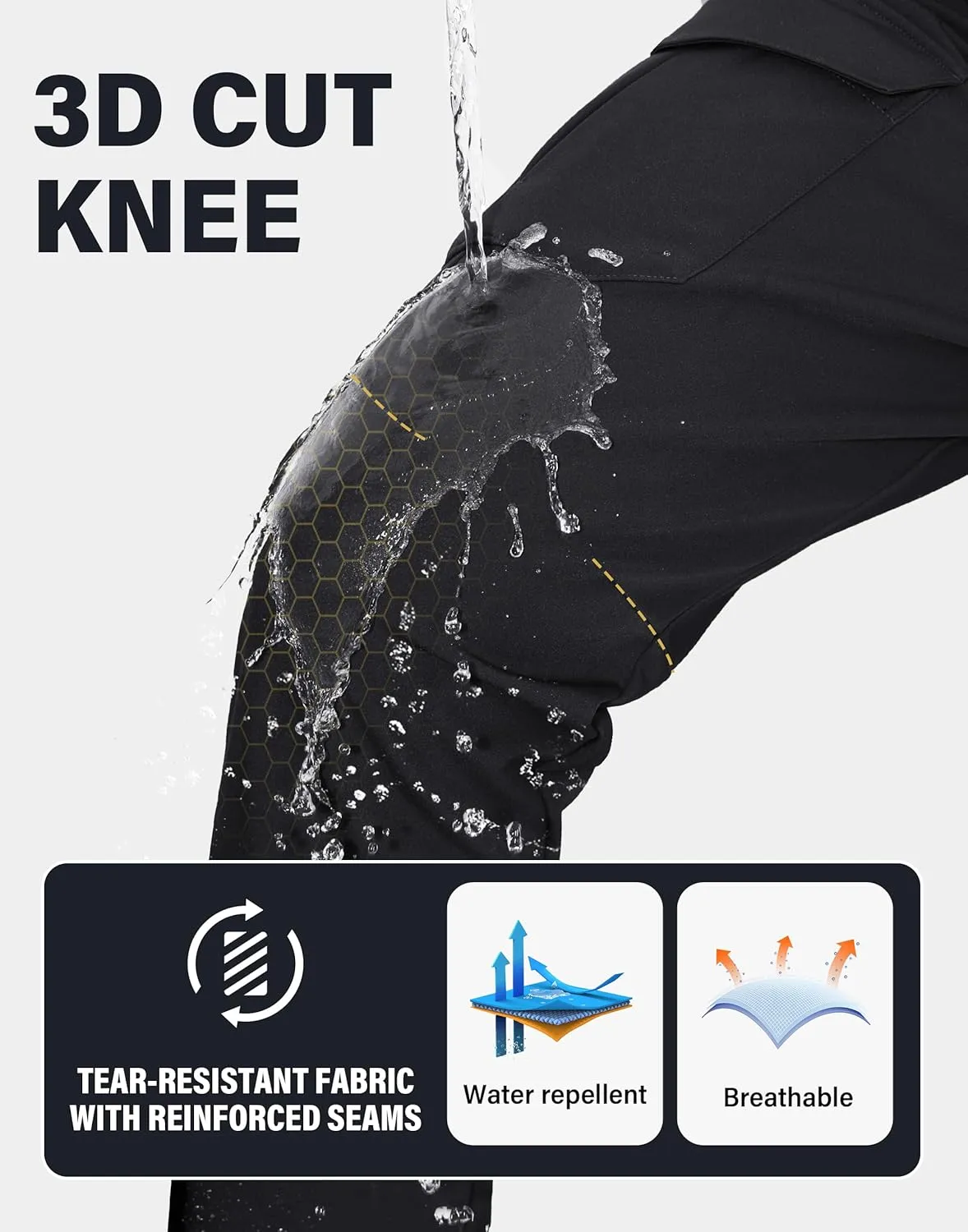 Pioneer Camp Men's Waterproof Cargo Hiking Pants Fleece Lined Outdoor Softshell Snow Ski Insulated Winter Pants for Work