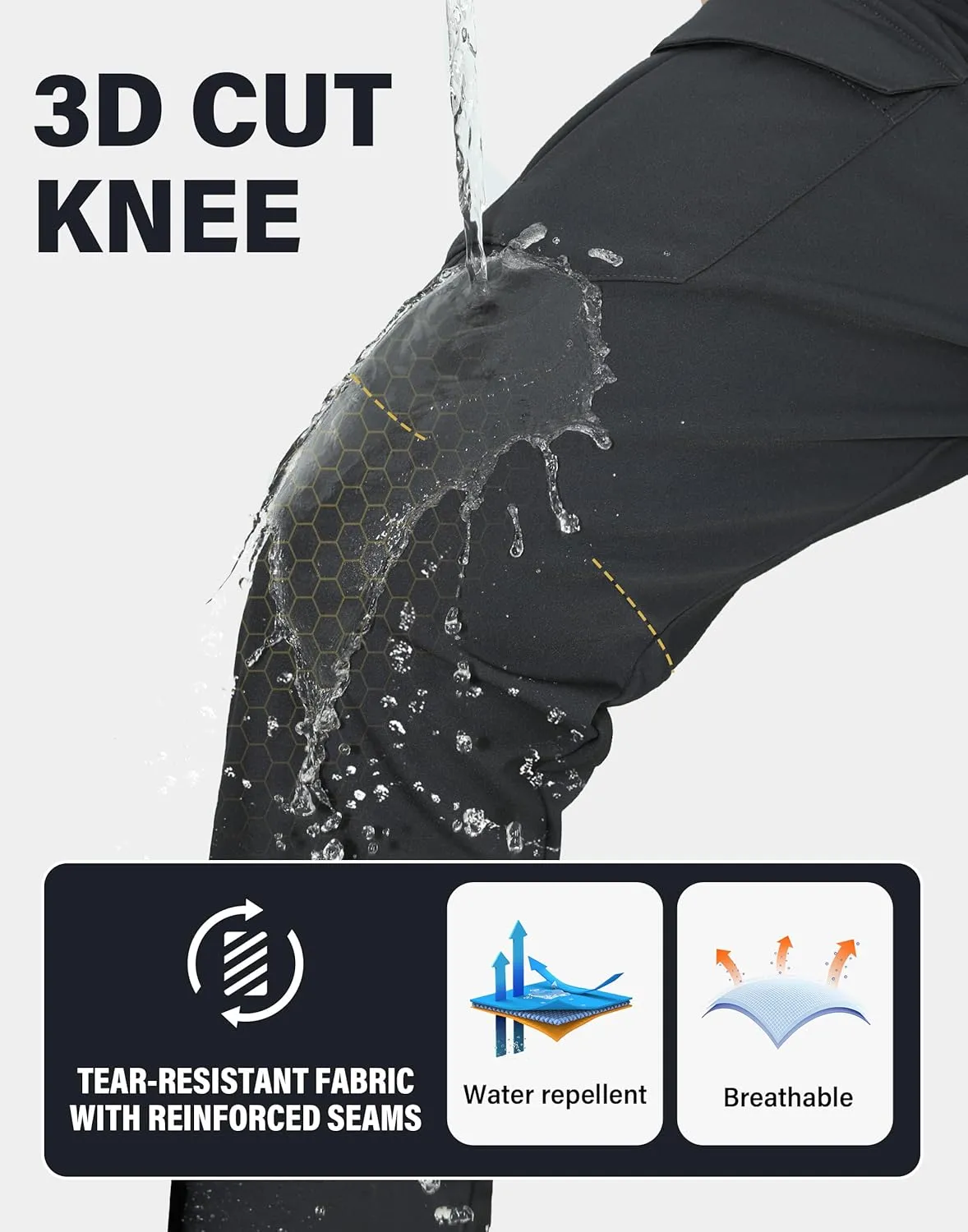 Pioneer Camp Men's Waterproof Cargo Hiking Pants Fleece Lined Outdoor Softshell Snow Ski Insulated Winter Pants for Work