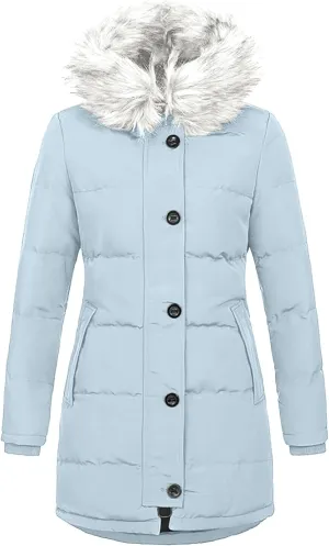 Plus Size Down Jackets for Women Winter Warm Puffer Padded Parka Coats Plus Size Outerwear with Faux Fur Hood