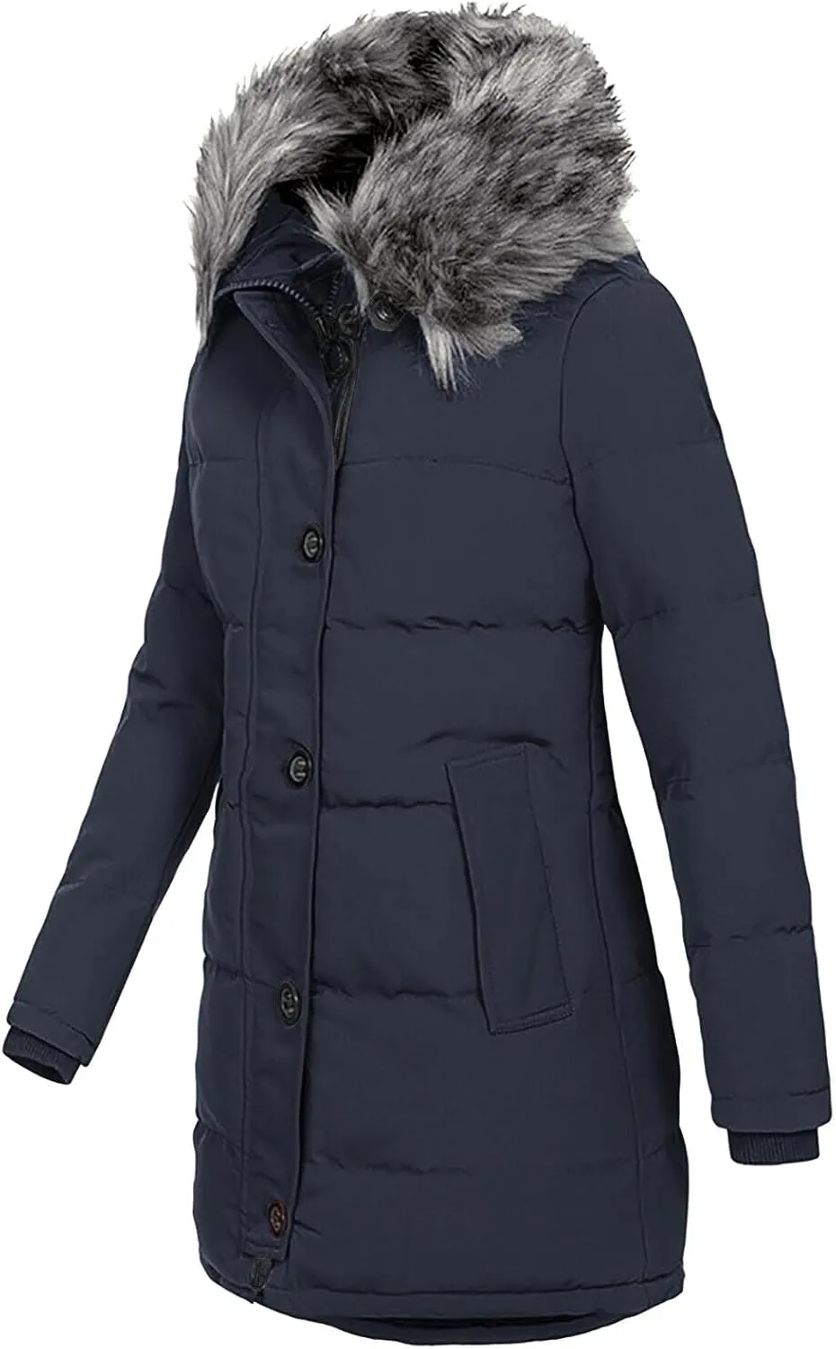 Plus Size Down Jackets for Women Winter Warm Puffer Padded Parka Coats Plus Size Outerwear with Faux Fur Hood