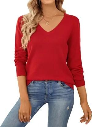 QUALFORT Women's Sweater 100% Cotton Soft Knit Pullover Tops