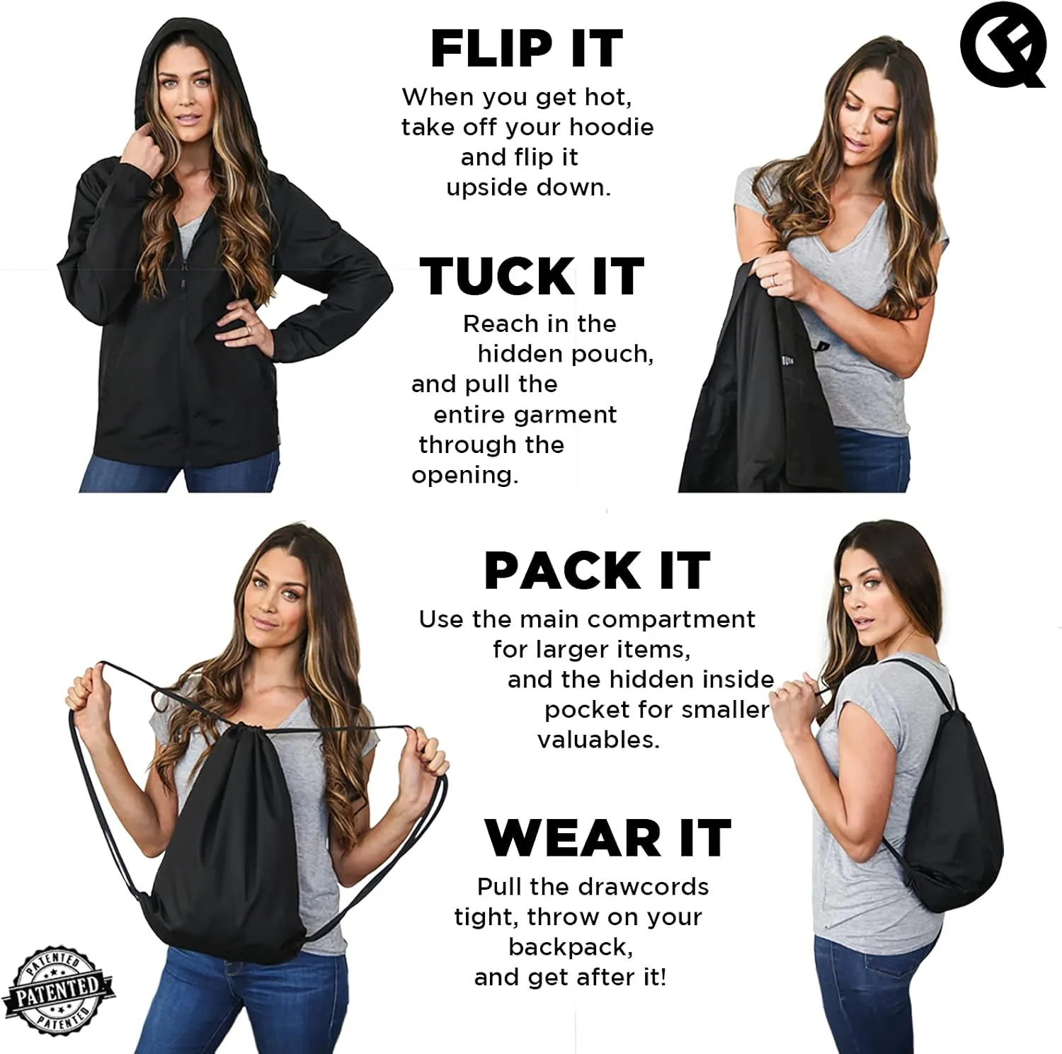 Quikflip 2-in-1 Reversible Backpack Jacket (As Seen on Shark Tank) Unisex Dryflip Windbreaker