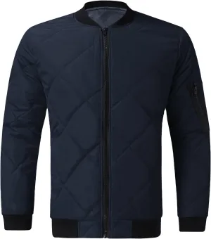 Quilted Insulated Jacket Mens Lightweight Puffer Jacket Zip up Padded Coat Warm Down Jacket Casual Winter Coats