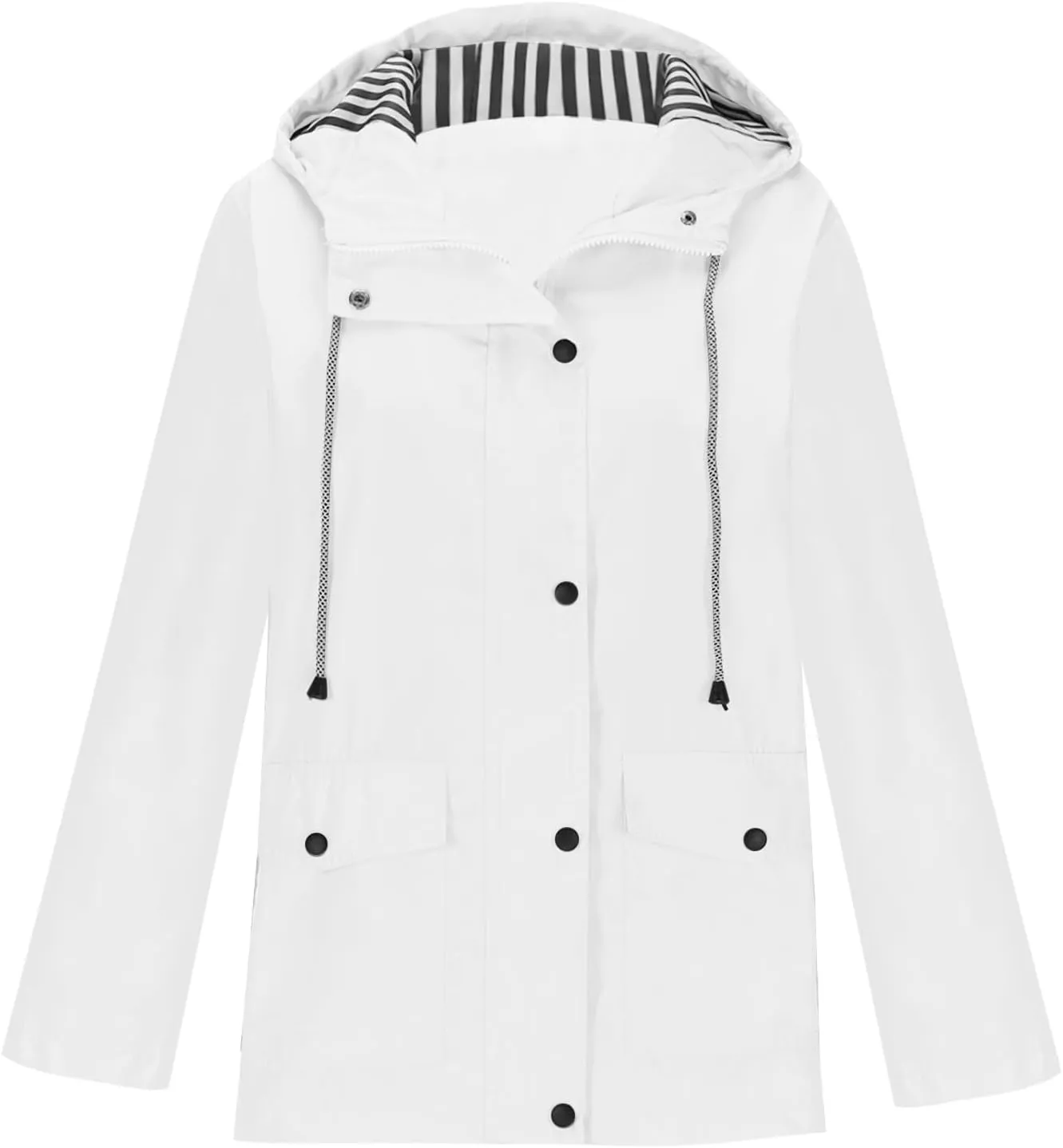 Rain Jacket for Women Lightweight Hooded Raincoat Waterproof Outdoor Travel Hiking Windbreaker Jacket Trench Coats
