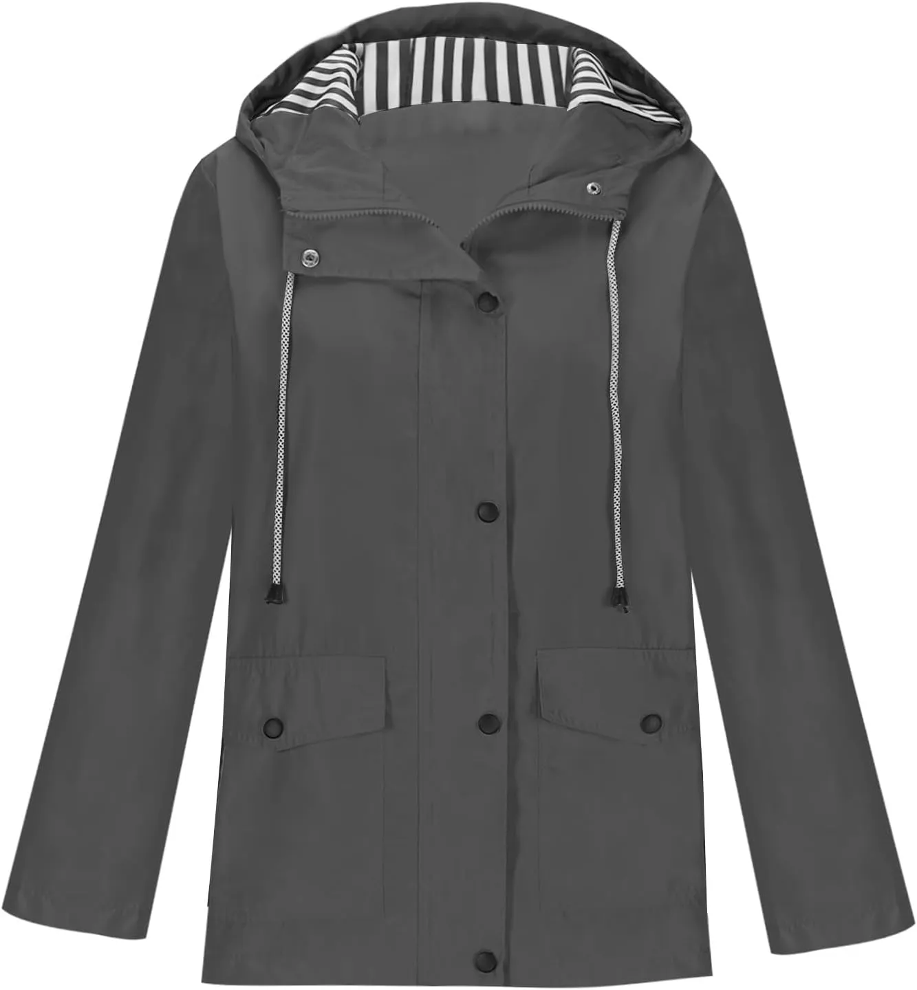 Rain Jacket for Women Lightweight Hooded Raincoat Waterproof Outdoor Travel Hiking Windbreaker Jacket Trench Coats
