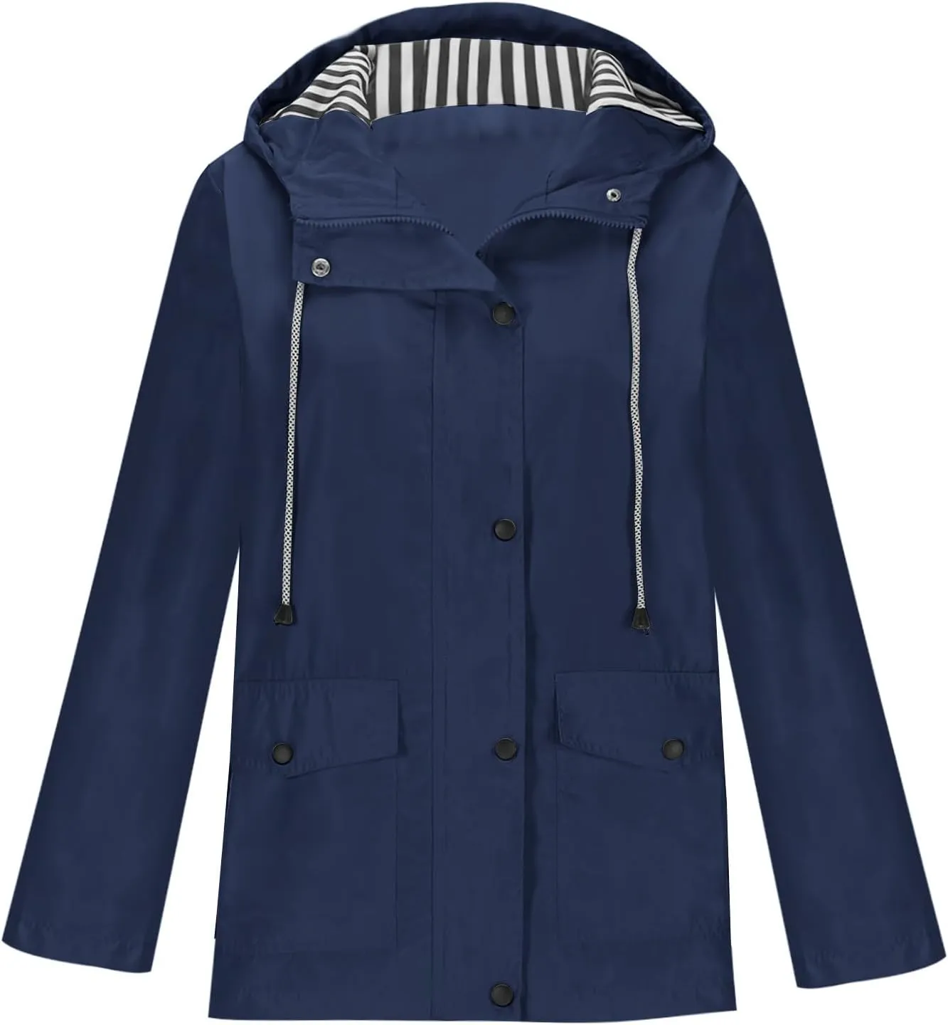 Rain Jacket for Women Lightweight Hooded Raincoat Waterproof Outdoor Travel Hiking Windbreaker Jacket Trench Coats