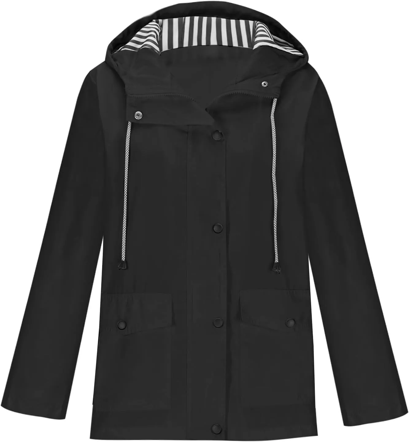 Rain Jacket for Women Lightweight Hooded Raincoat Waterproof Outdoor Travel Hiking Windbreaker Jacket Trench Coats