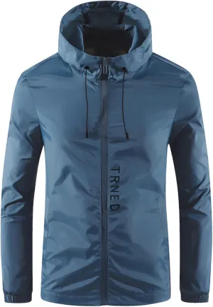 Rain Jacket Men Waterproof Windbreaker Lightweight Hooded Raincoat Full Zip Sun Protection Hoodie for Hiking Fishing