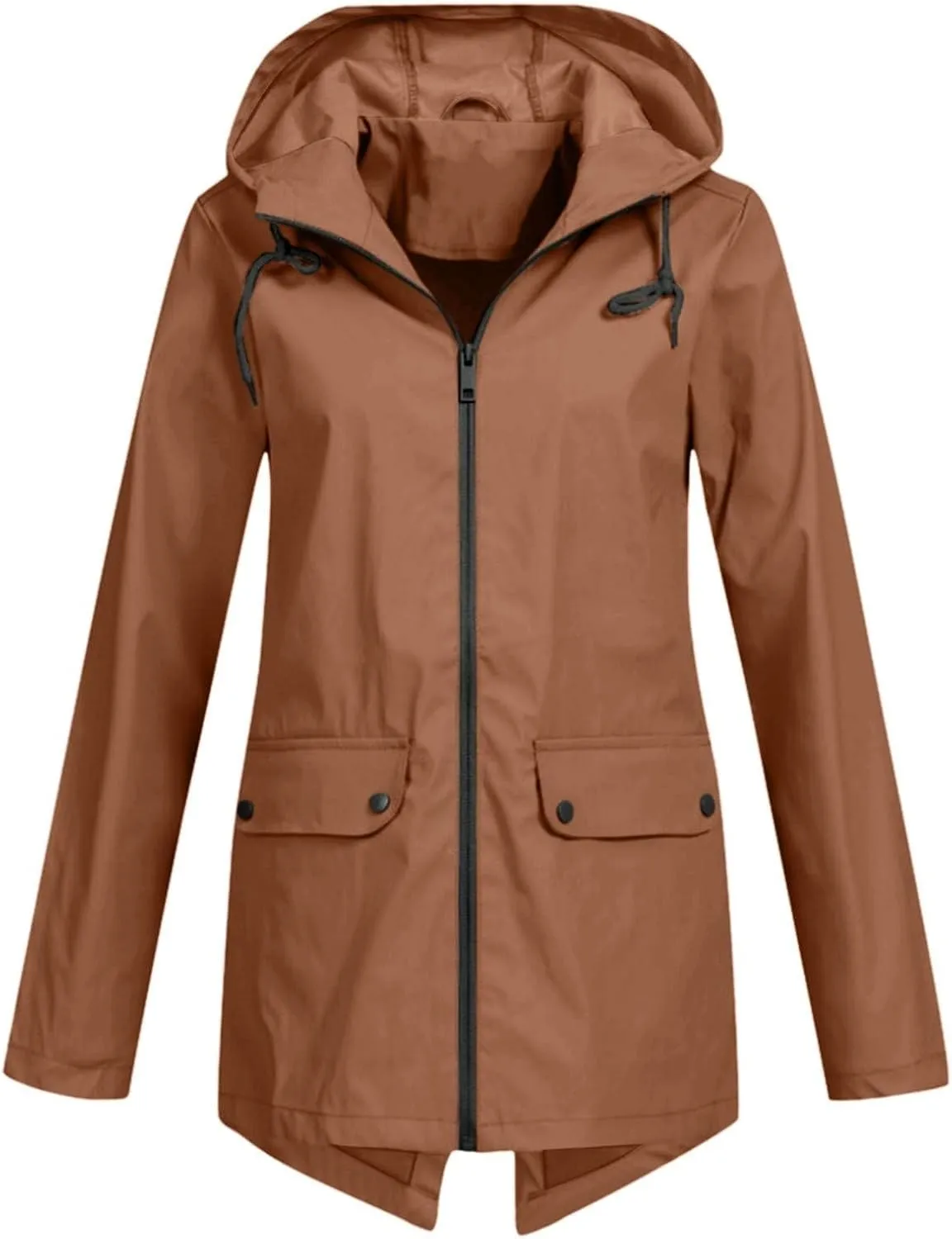 Rain Jacket Women Waterproof Hooded Windbreaker Long Rain Coat Lightweight Raincoats Travel Hooded Trench Coats
