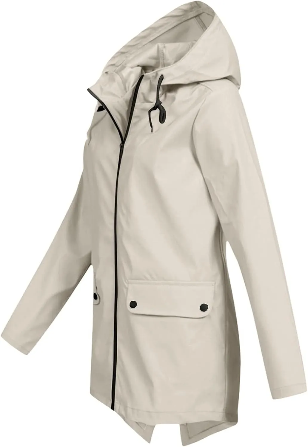 Rain Jacket Women Waterproof Hooded Windbreaker Long Rain Coat Lightweight Raincoats Travel Hooded Trench Coats