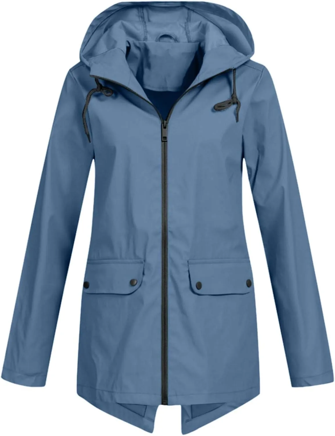 Rain Jacket Women Waterproof Hooded Windbreaker Long Rain Coat Lightweight Raincoats Travel Hooded Trench Coats