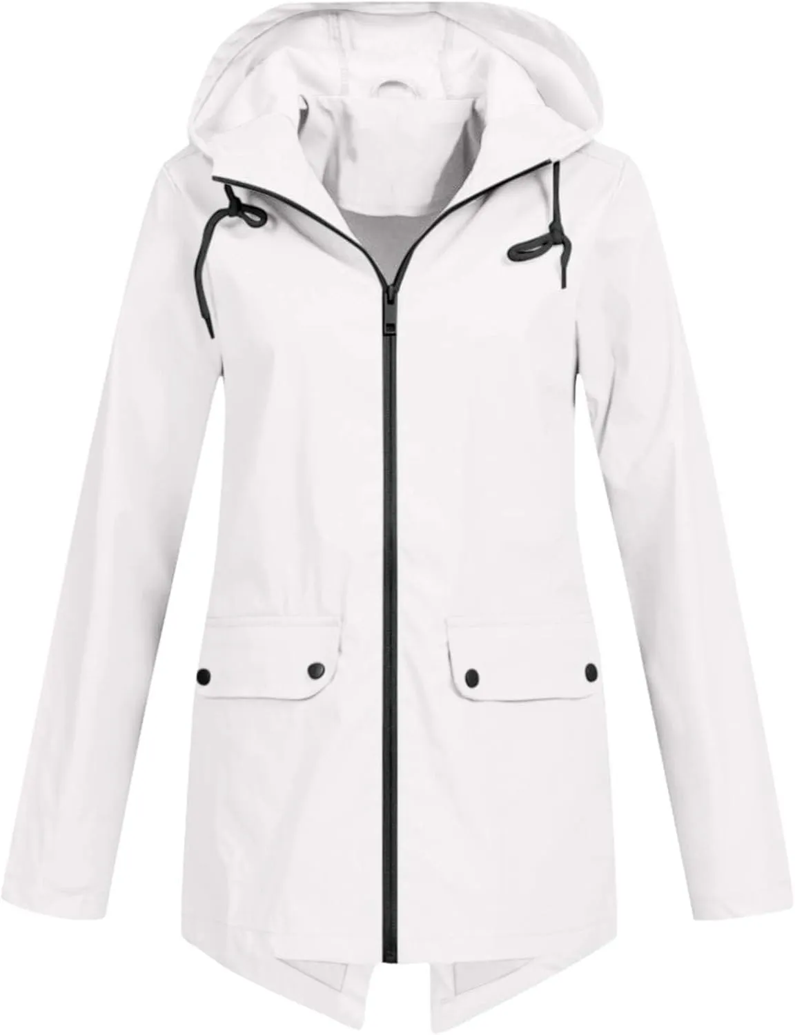 Rain Jacket Women Waterproof Hooded Windbreaker Long Rain Coat Lightweight Raincoats Travel Hooded Trench Coats