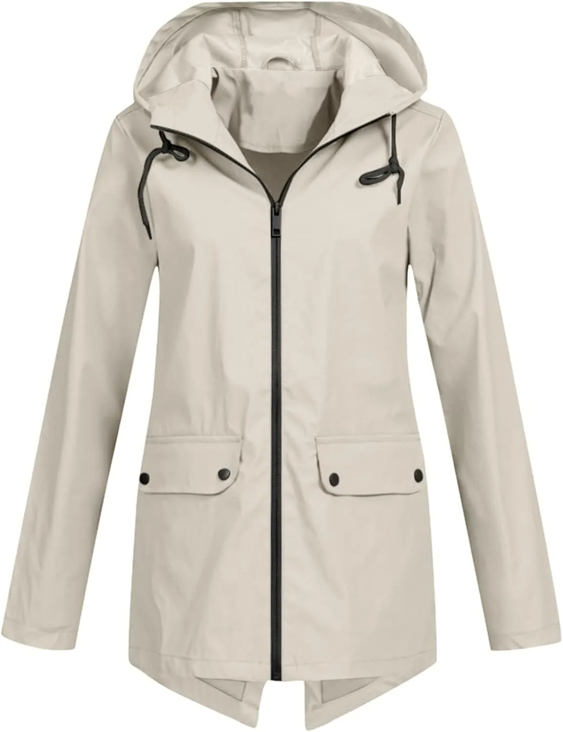 Rain Jacket Women Waterproof Hooded Windbreaker Long Rain Coat Lightweight Raincoats Travel Hooded Trench Coats