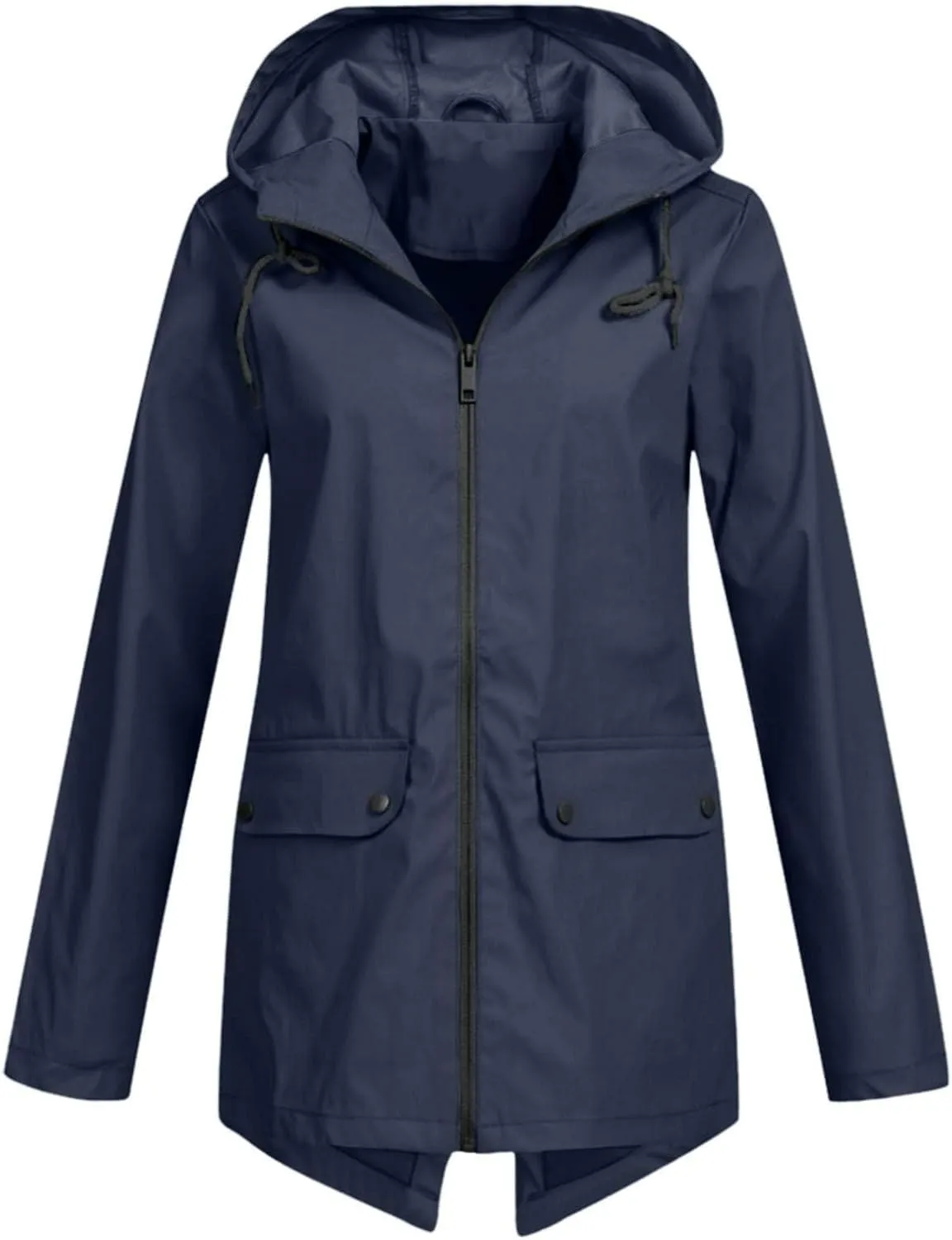 Rain Jacket Women Waterproof Hooded Windbreaker Long Rain Coat Lightweight Raincoats Travel Hooded Trench Coats
