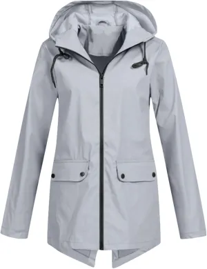 Rain Jacket Women Waterproof Hooded Windbreaker Long Rain Coat Lightweight Raincoats Travel Hooded Trench Coats