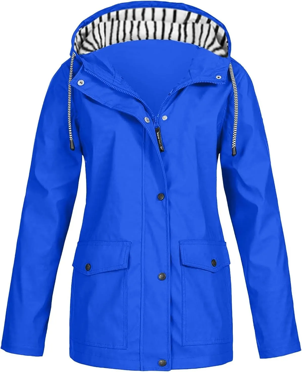 Rain Jacket Women Waterproof Windbreaker Rain Jacket Lightweight Striped Climbing Outdoor Hooded Coats Spring 2025