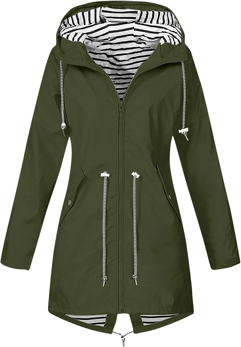 Rain Jackets for Women Windproof Waterproof Outdoor Lined Hooded Coats Fall Winter Warm Hiking Raincoat with Pockets