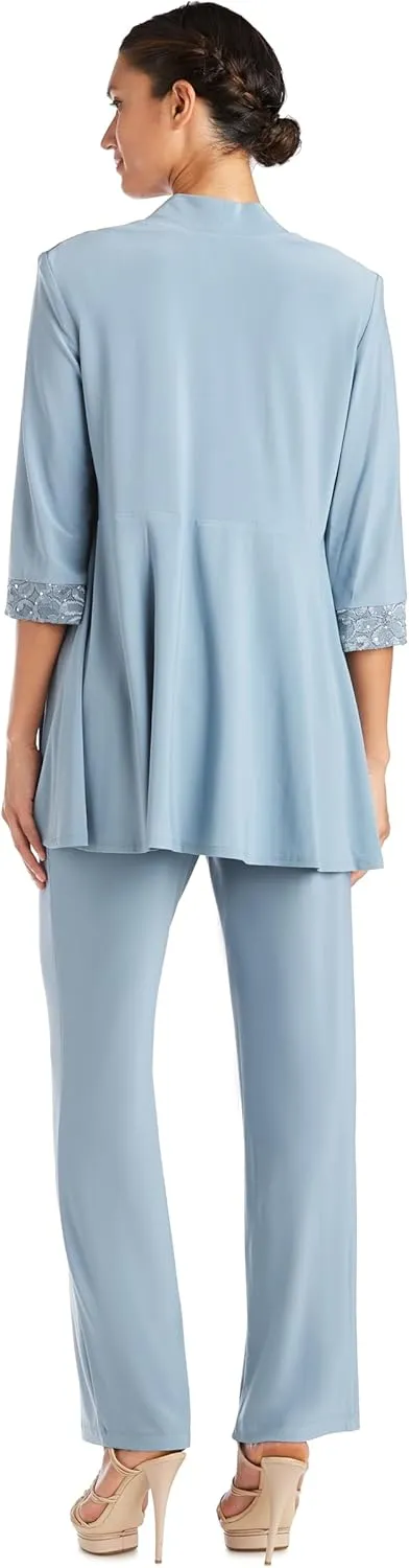 R&M Richards Women's Plus Size Lace Pant Set