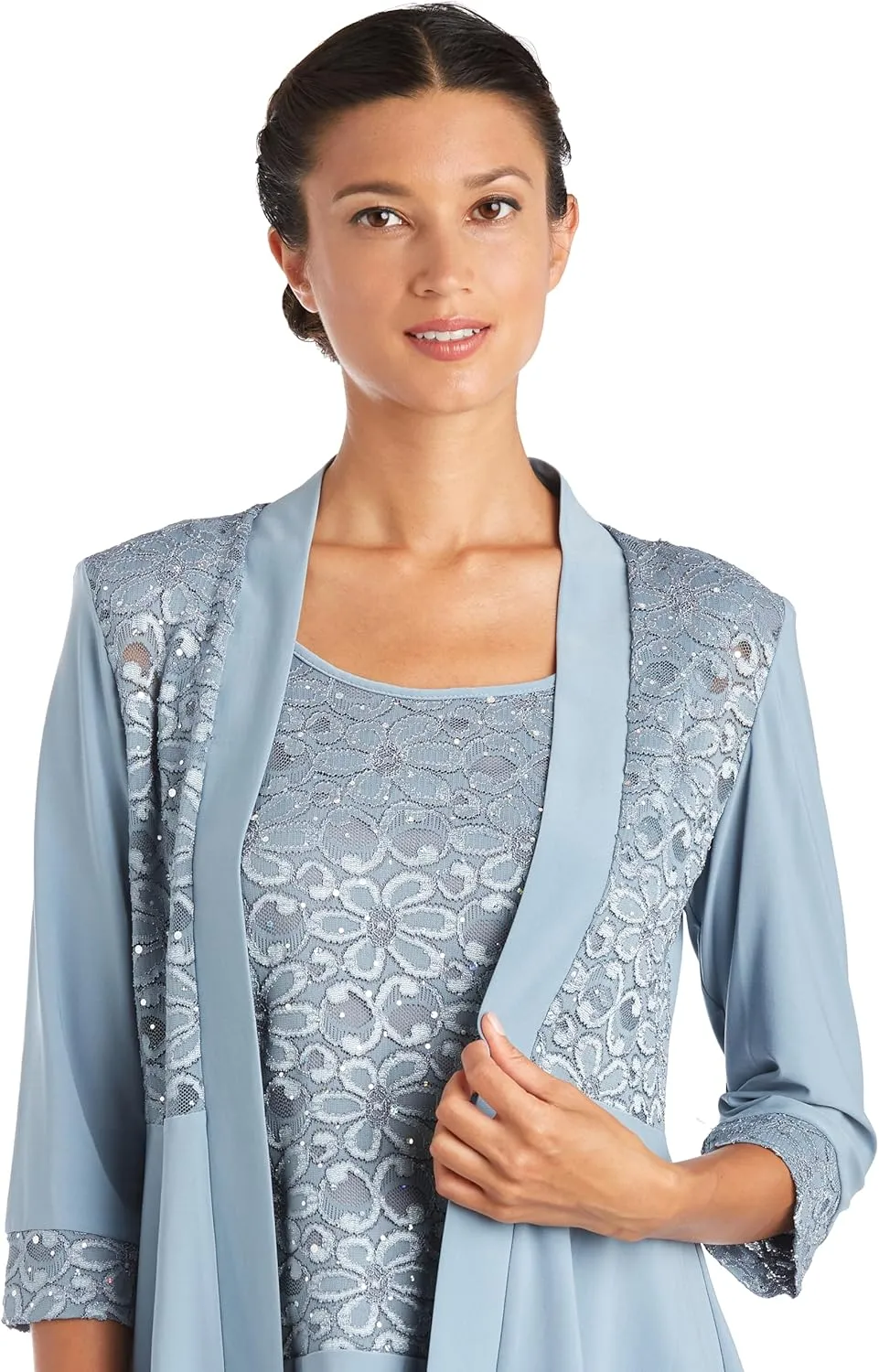 R&M Richards Women's Plus Size Lace Pant Set