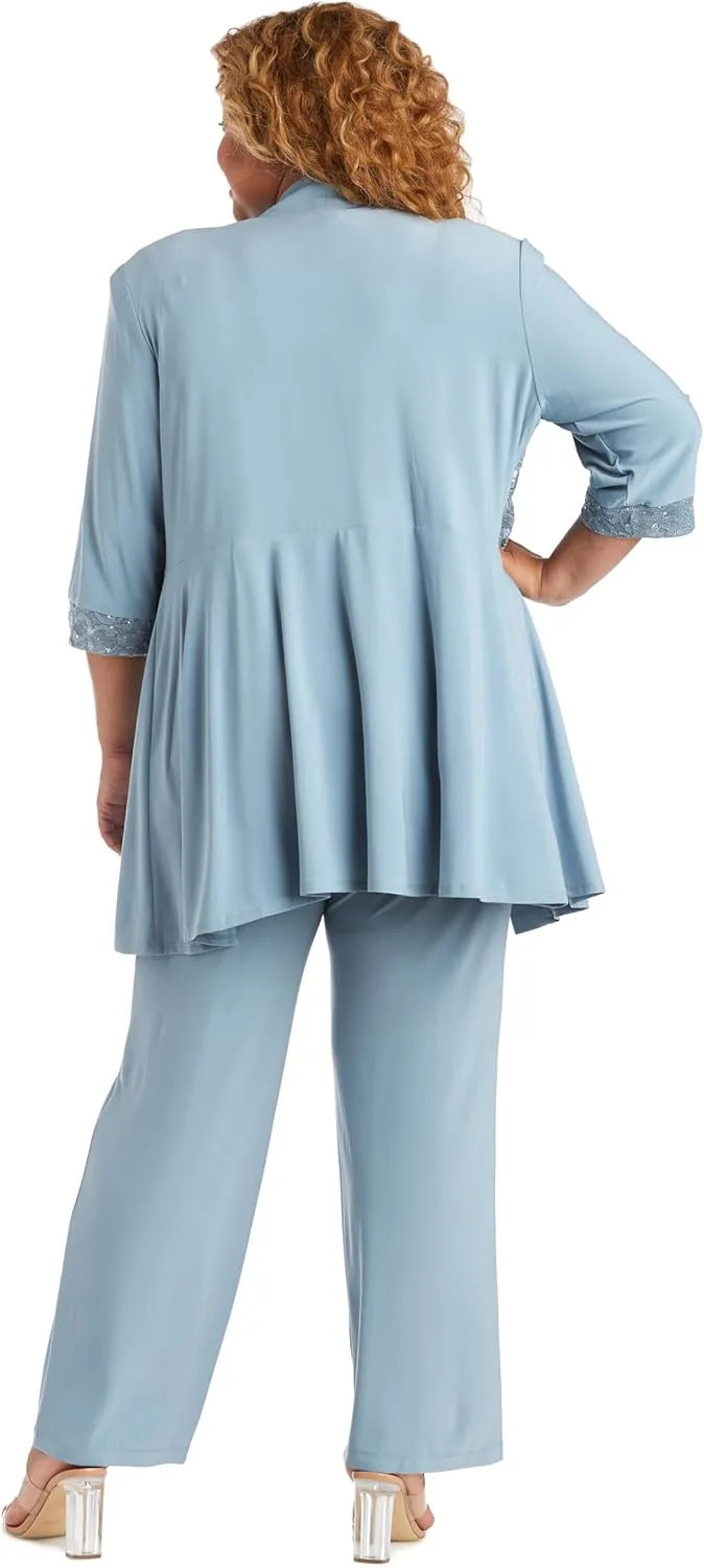 R&M Richards Women's Plus Size Lace Pant Set