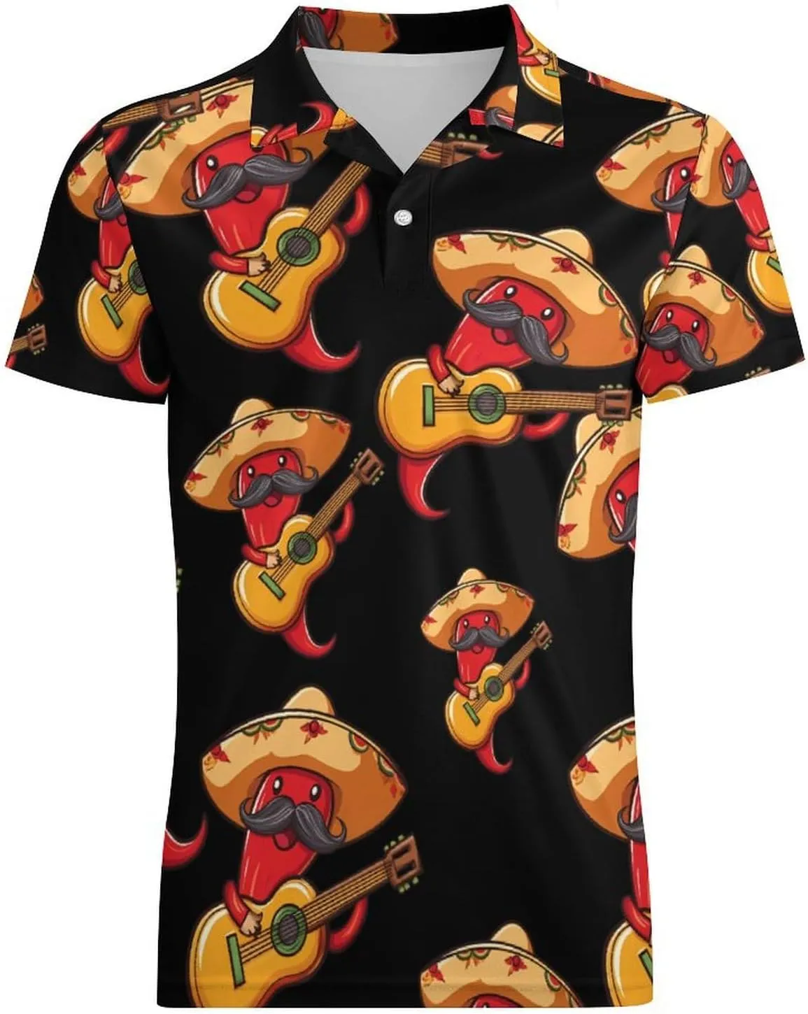 Red Chili Pepper Men's Polo-Shirt Regular-Fit Short Sleeve Sports Quick Dry Golf Tennis T-Shirt