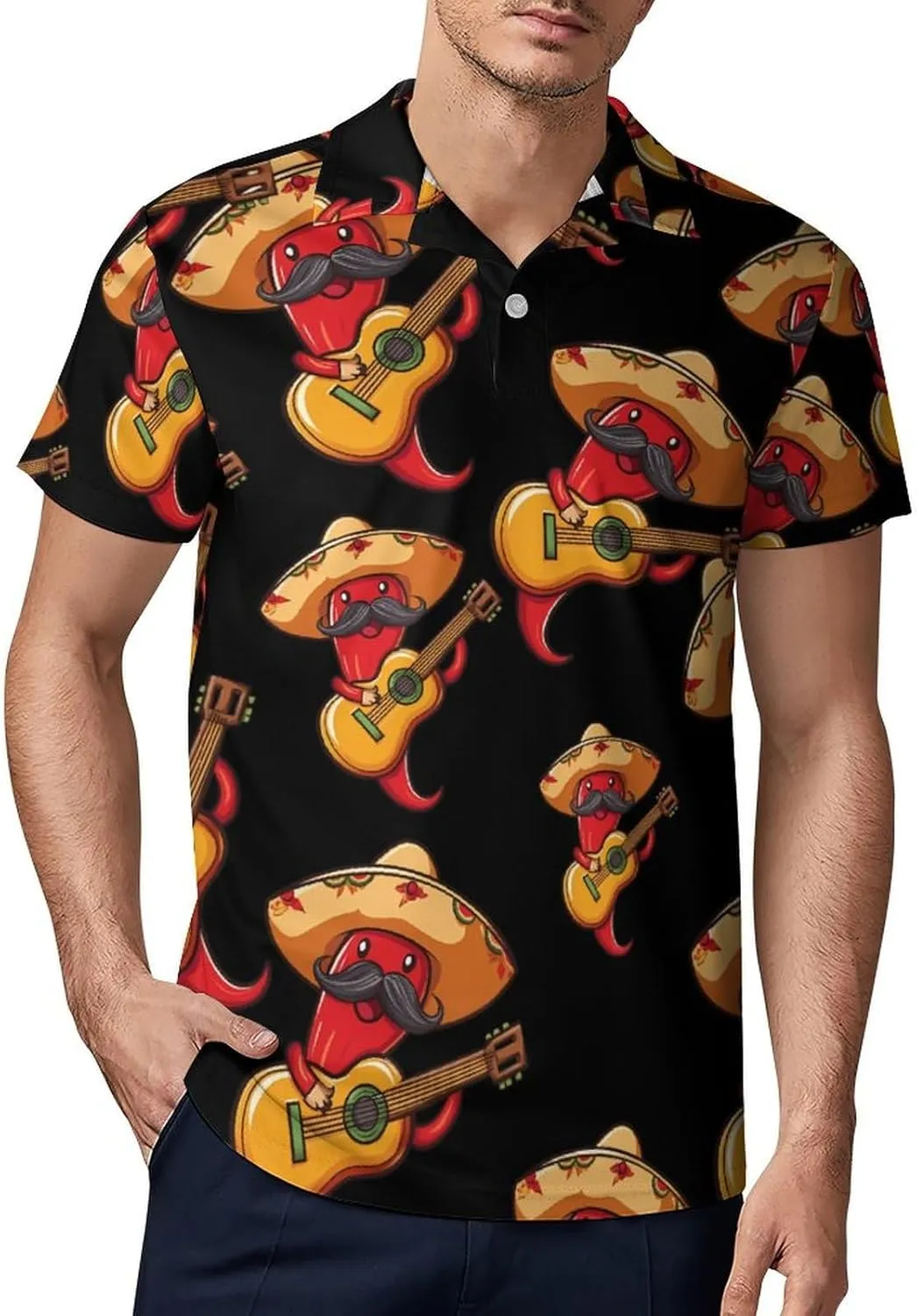 Red Chili Pepper Men's Polo-Shirt Regular-Fit Short Sleeve Sports Quick Dry Golf Tennis T-Shirt