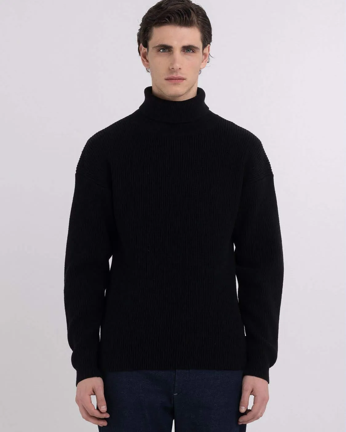 Replay Sartoriale Turtleneck Knitted Sweater - Black