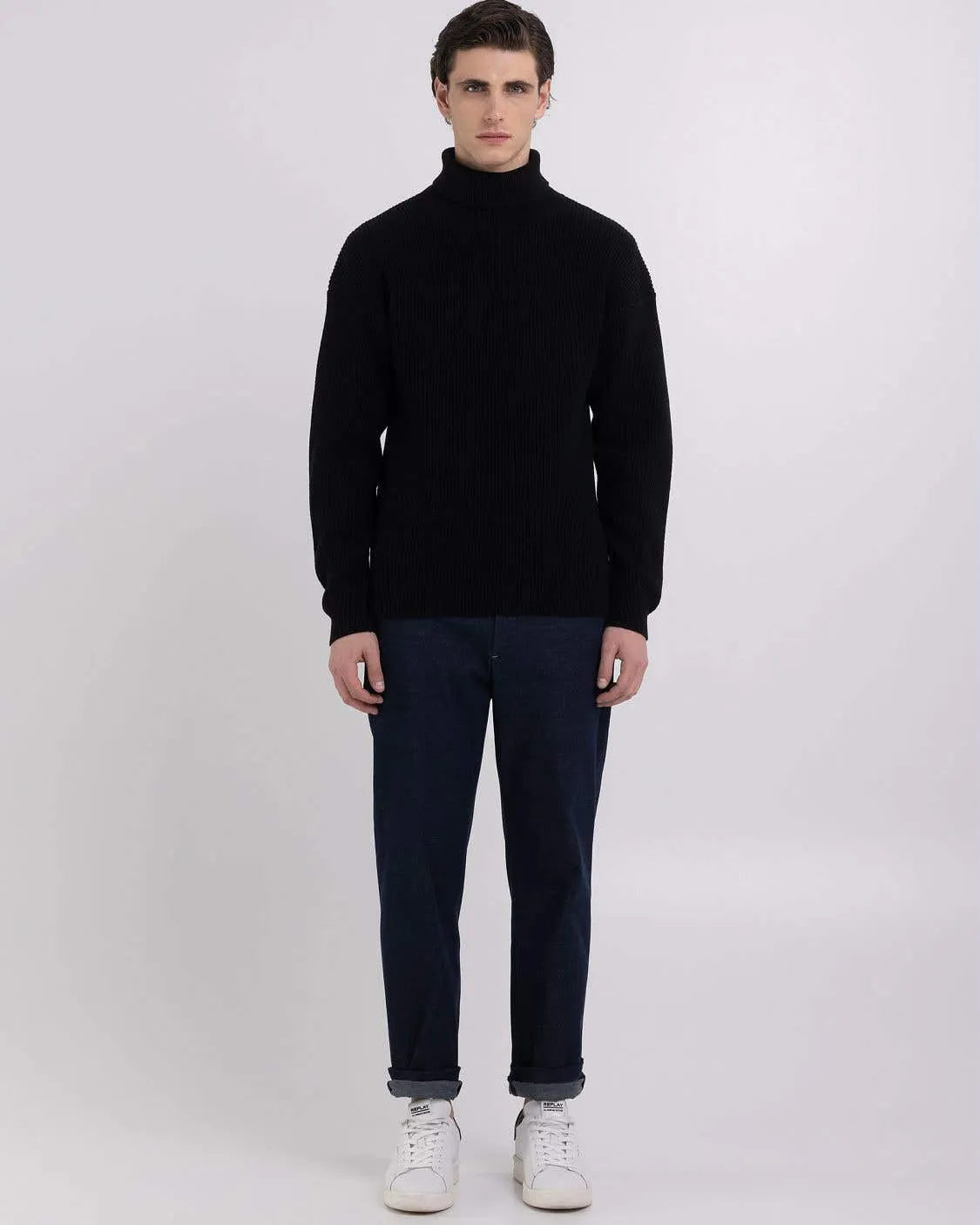 Replay Sartoriale Turtleneck Knitted Sweater - Black