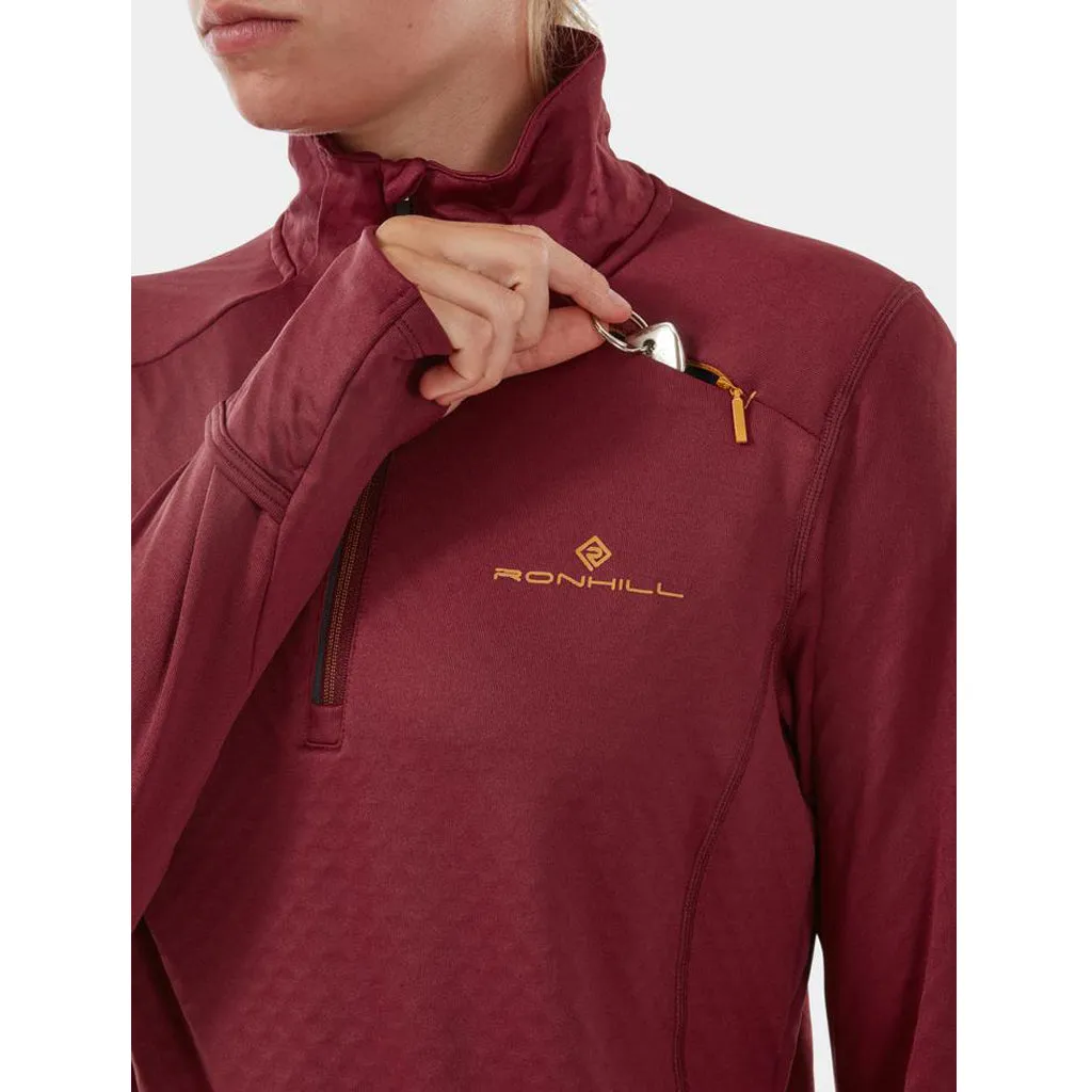 Ronhill Tech Prism 1/2 Zip Tee Women's Cabernet Dune