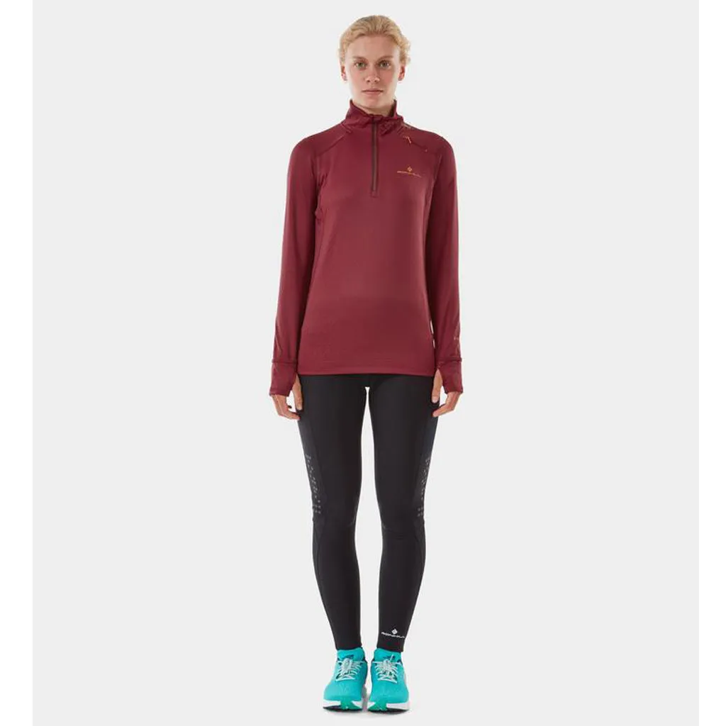 Ronhill Tech Prism 1/2 Zip Tee Women's Cabernet Dune