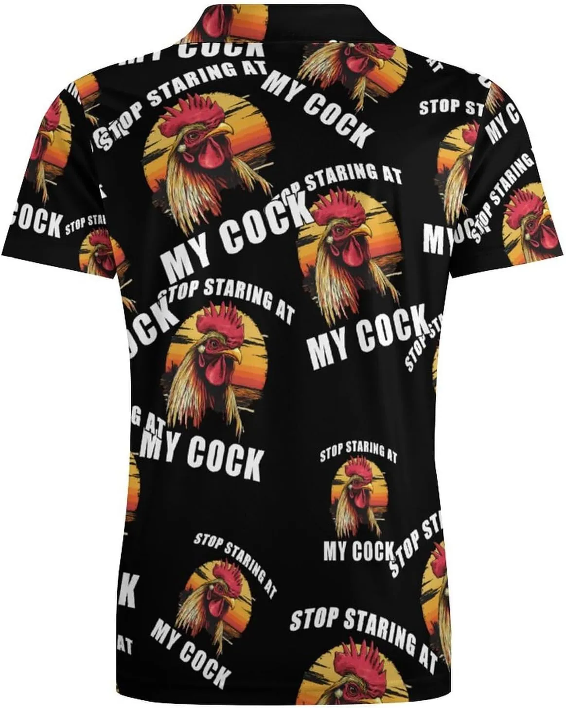 Rooster Stop Staring At My Cock Men's Polo-Shirt Regular-Fit Short Sleeve Sports Quick Dry Golf Tennis T-Shirt