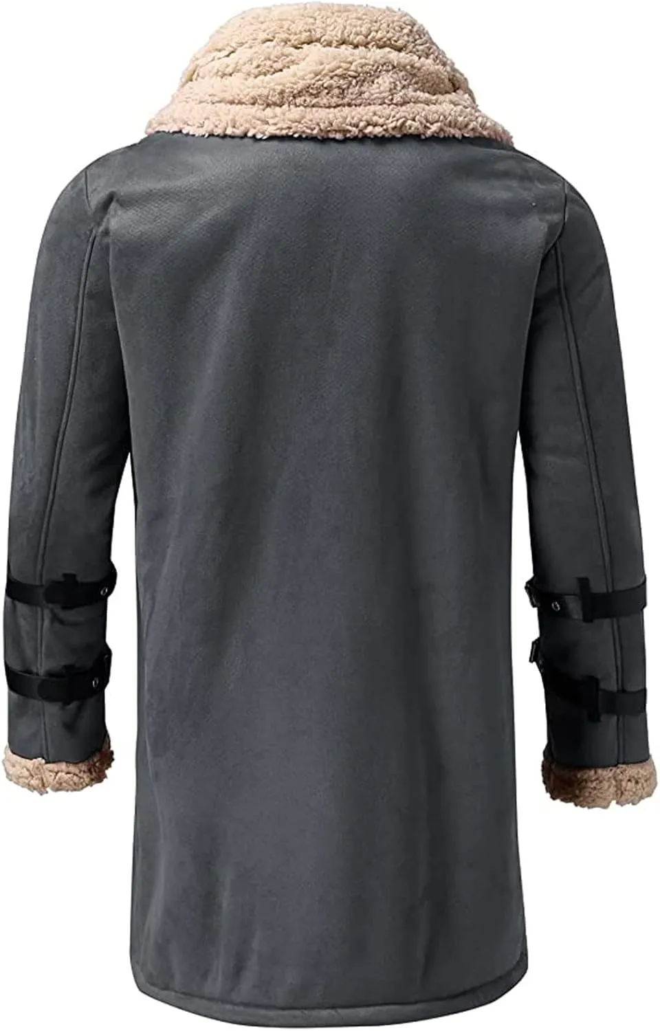 RTRDE Mens Casual Faux Fur Shearling Coat Winter Warm Jacket Windbreaker Overcoat Peacoat Long Jackets Fashion, M-5XL