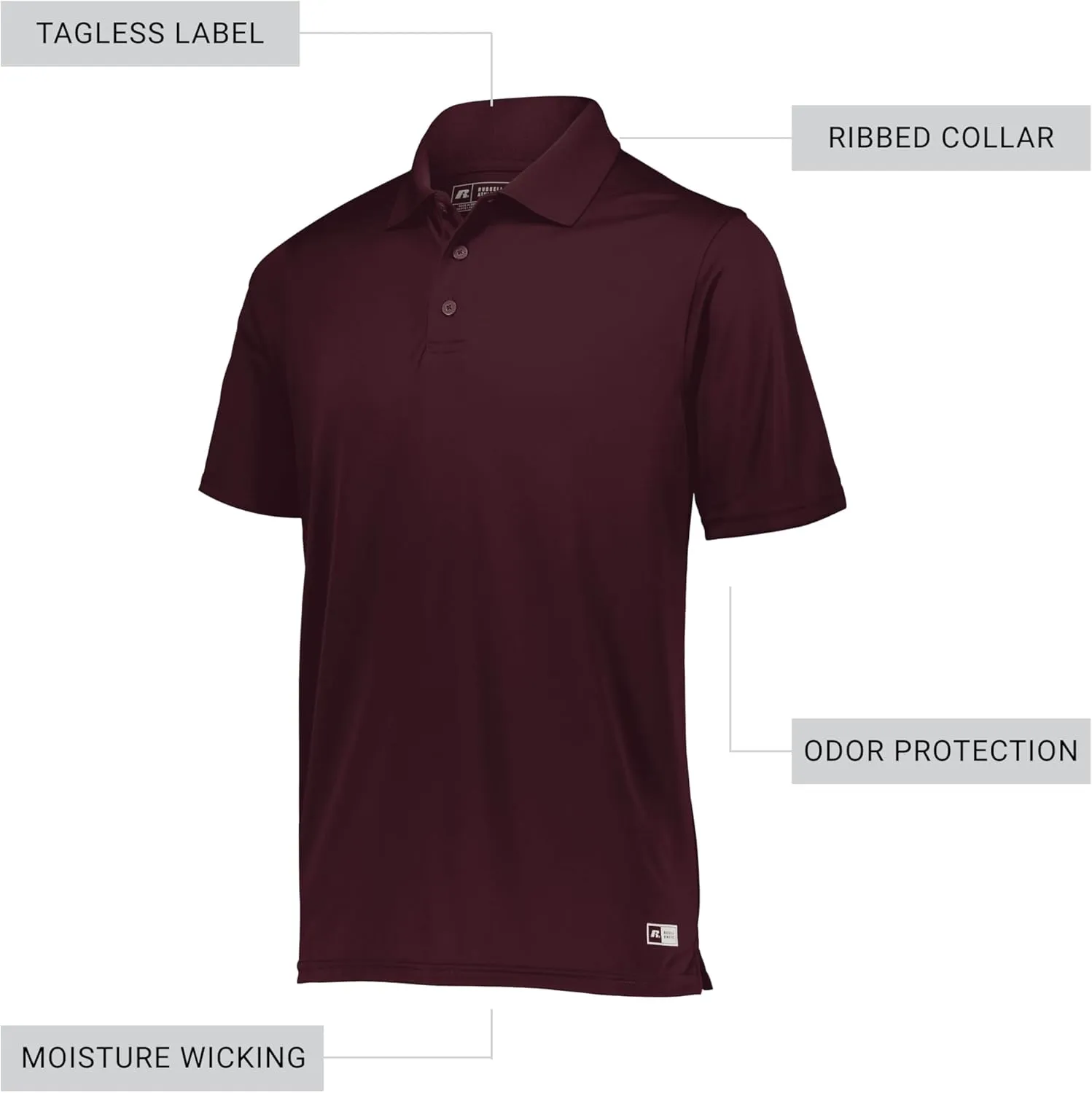 Russell Athletic Men's Power Performance Polo-Premium Dri-fit Shirt, Perfect for Golf, Tennis, and Athletic Activities