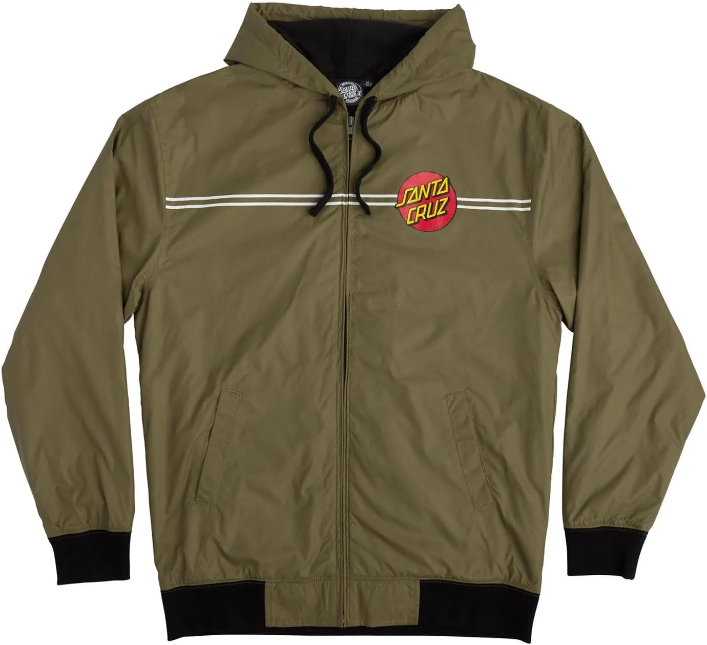 SANTA CRUZ Men's Hooded Windbreaker Jacket Classic Dot Skate Jacket