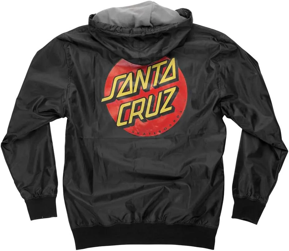 SANTA CRUZ Men's Hooded Windbreaker Jacket Classic Dot Skate Jacket