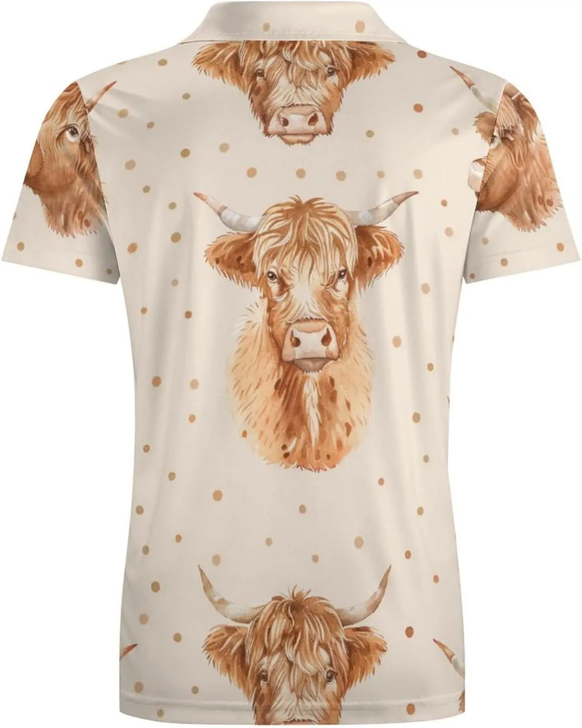 Scottish Highland Cow Men's Polo-Shirt Regular-Fit Short Sleeve Sports Quick Dry Golf Tennis T-Shirt