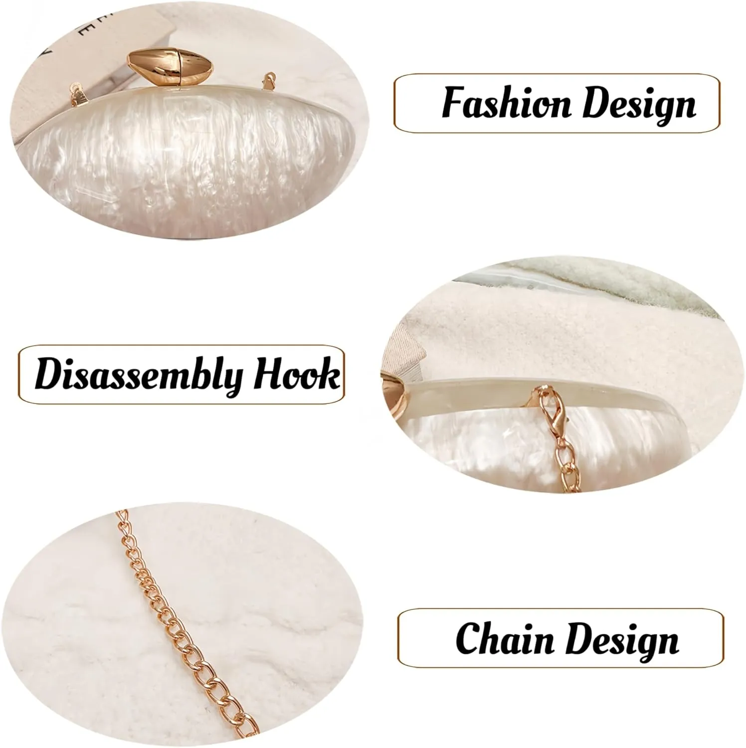 Shell Clutch, Clutch Purses for Women, Shell Shape Metallic Shiny Egg Purses for Women Wedding Party, Acrylic Clutch